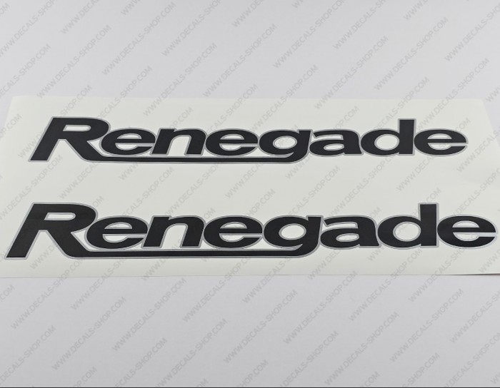 Renegade Boat Logo Silver/Black Decal Set of 2 x 18"